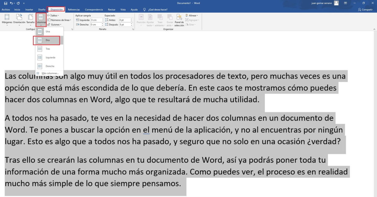 Dos Columnas En Word Cómo hacer 2 columnas en Word – tusequipos.com